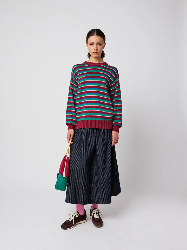 Striped fitted cotton jumper