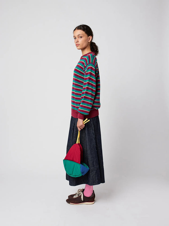 Striped fitted cotton jumper