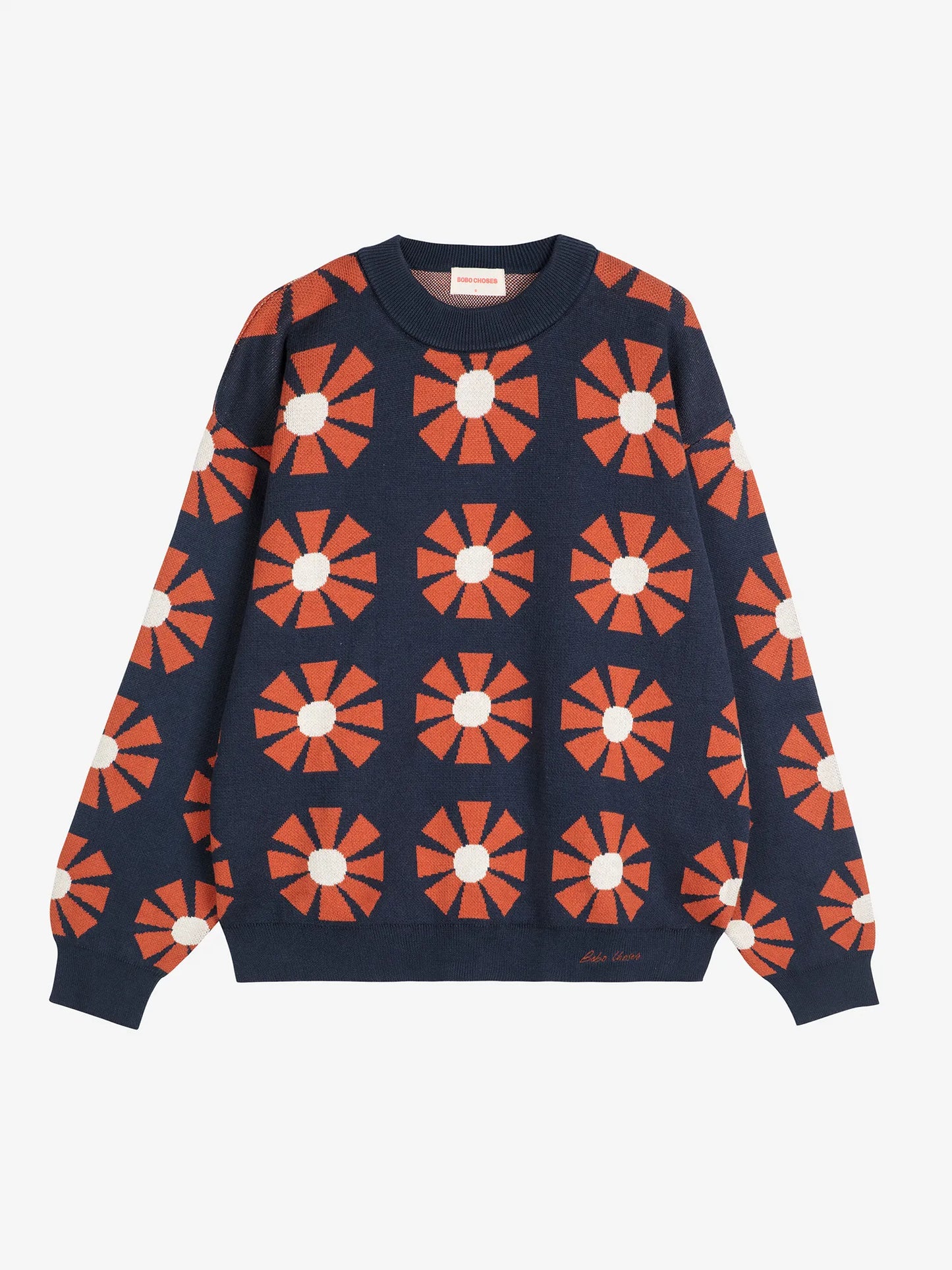 Flower jacquard relaxed jumper