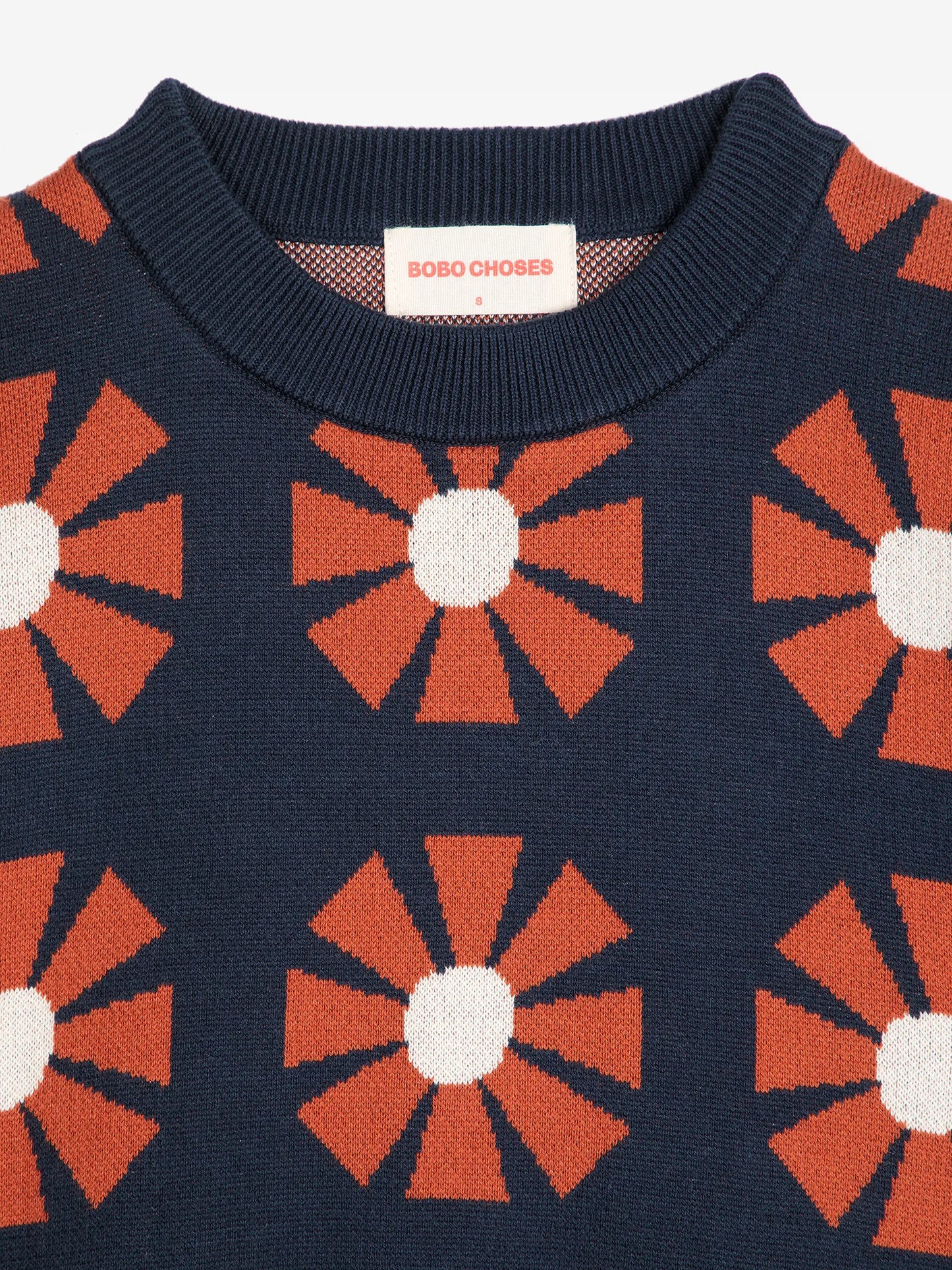 Flower jacquard relaxed jumper