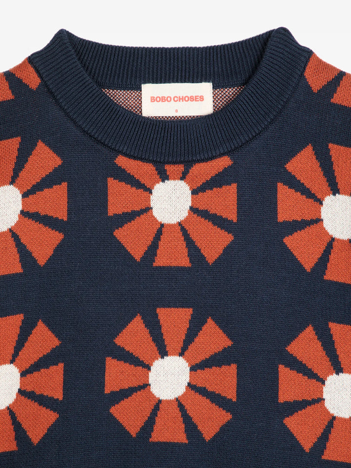 Flower jacquard relaxed jumper