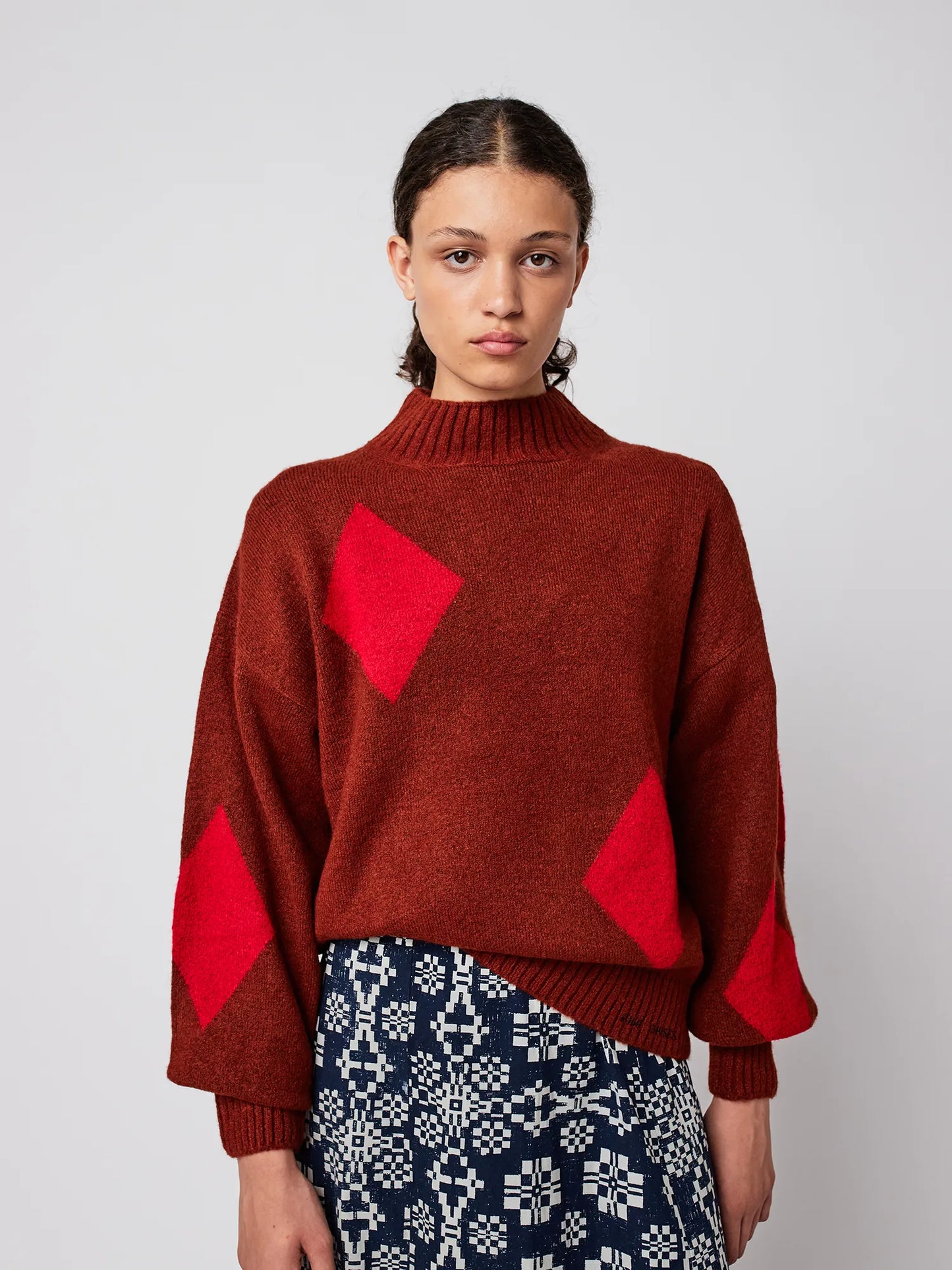 Diamond card turtle neck jumper