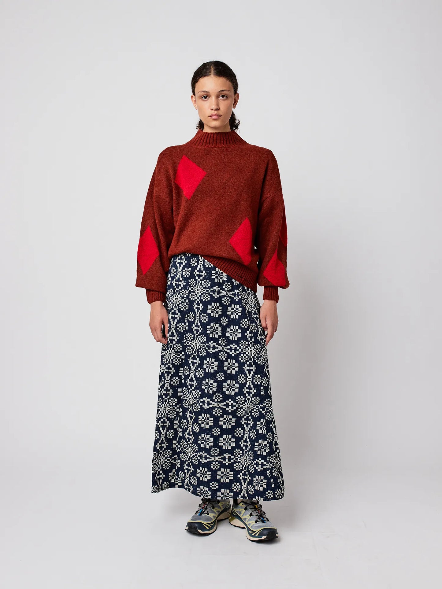 Diamond card turtle neck jumper