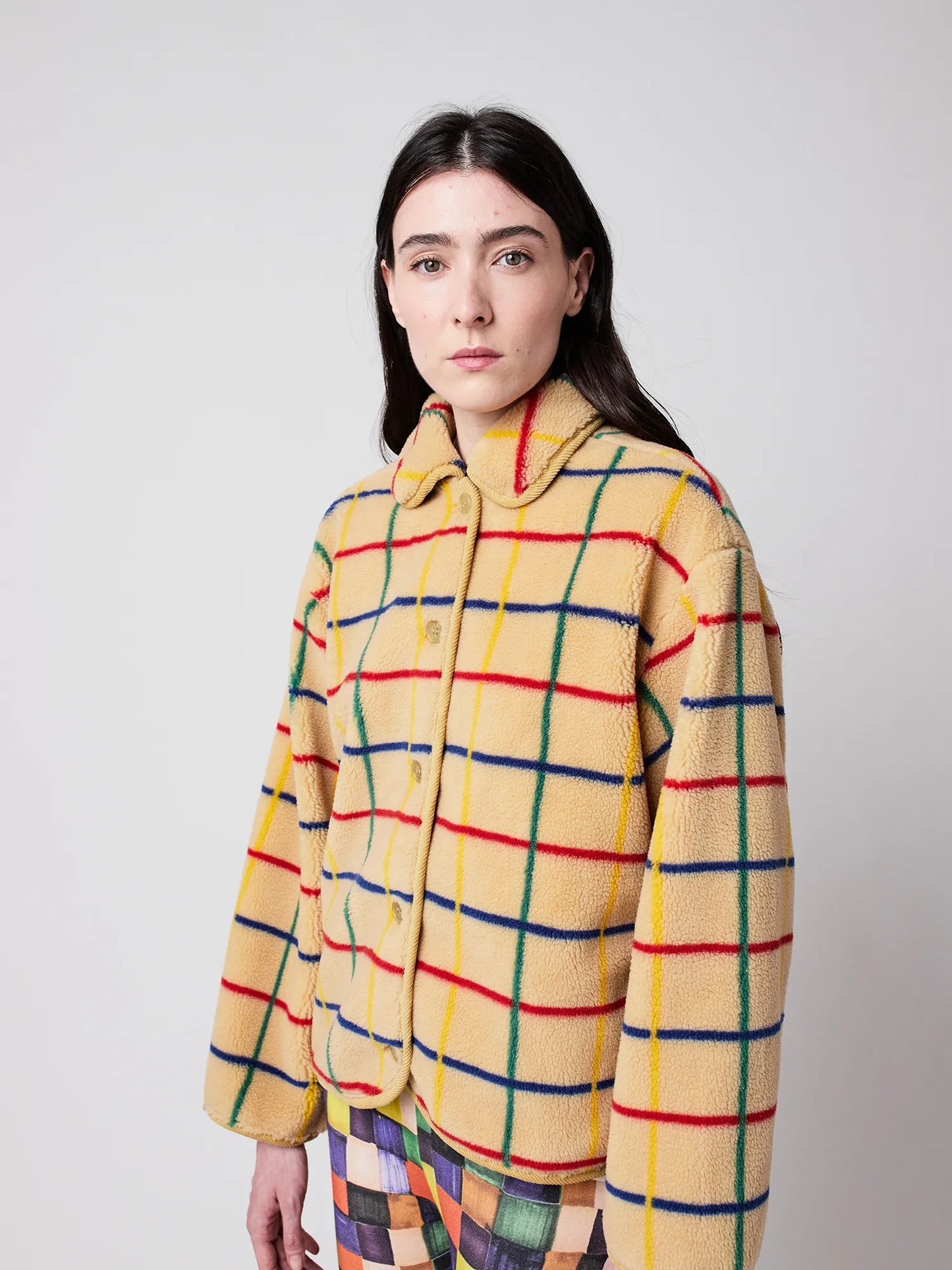 Color Striped sheepskin jacket