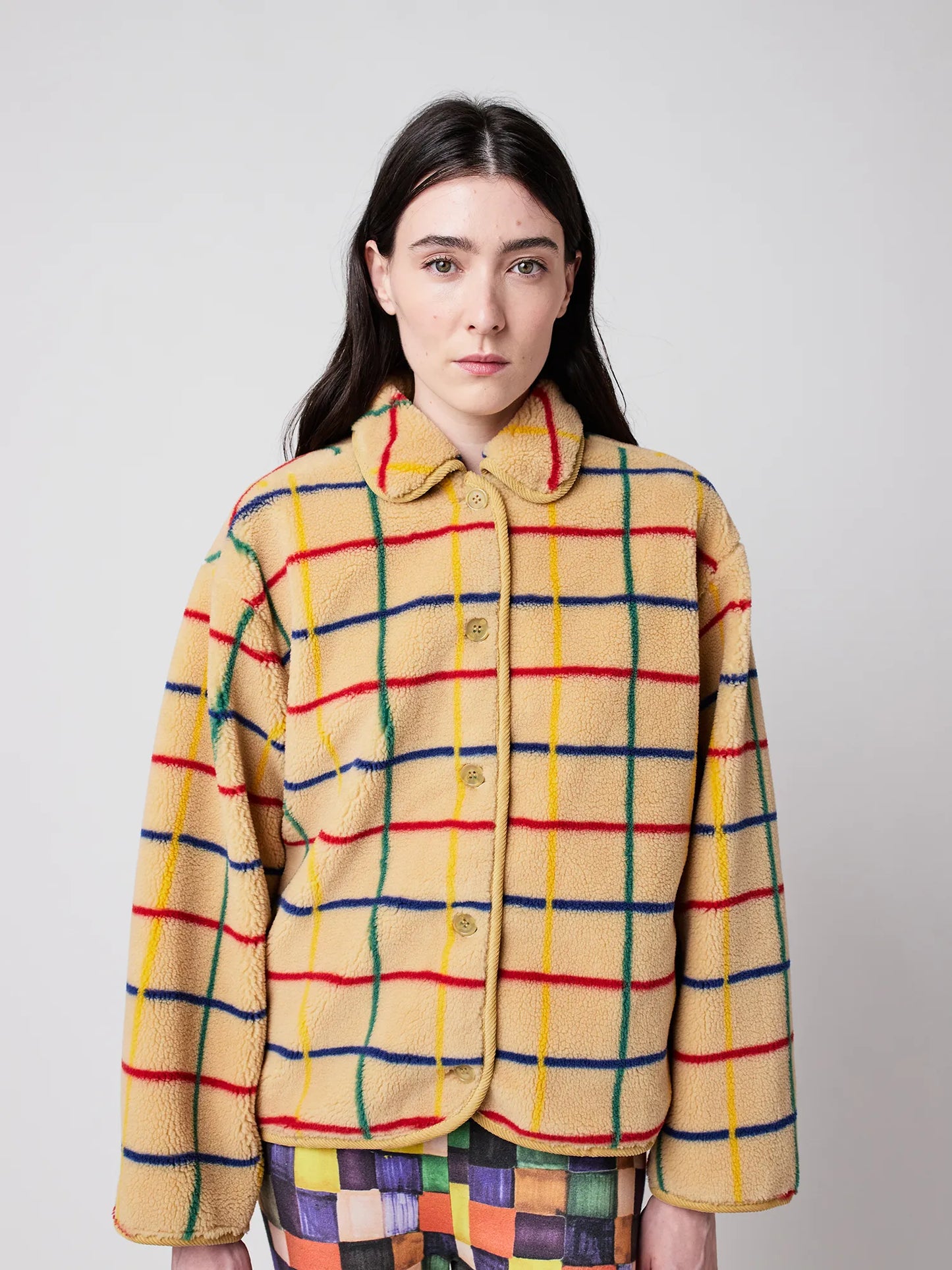 Color Striped sheepskin jacket