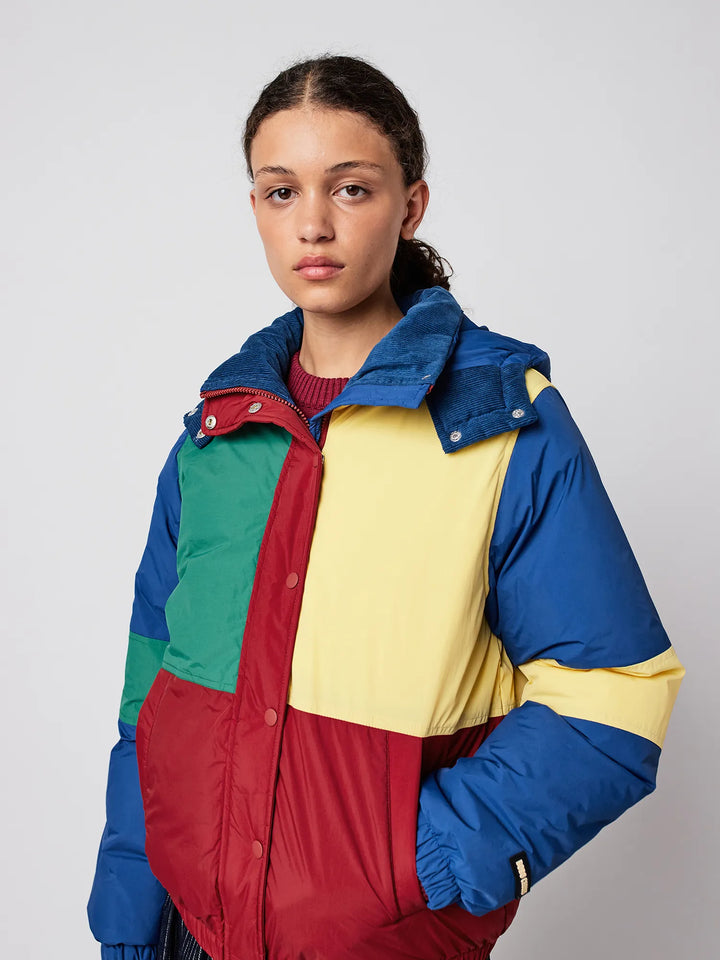 Color block padded puffer