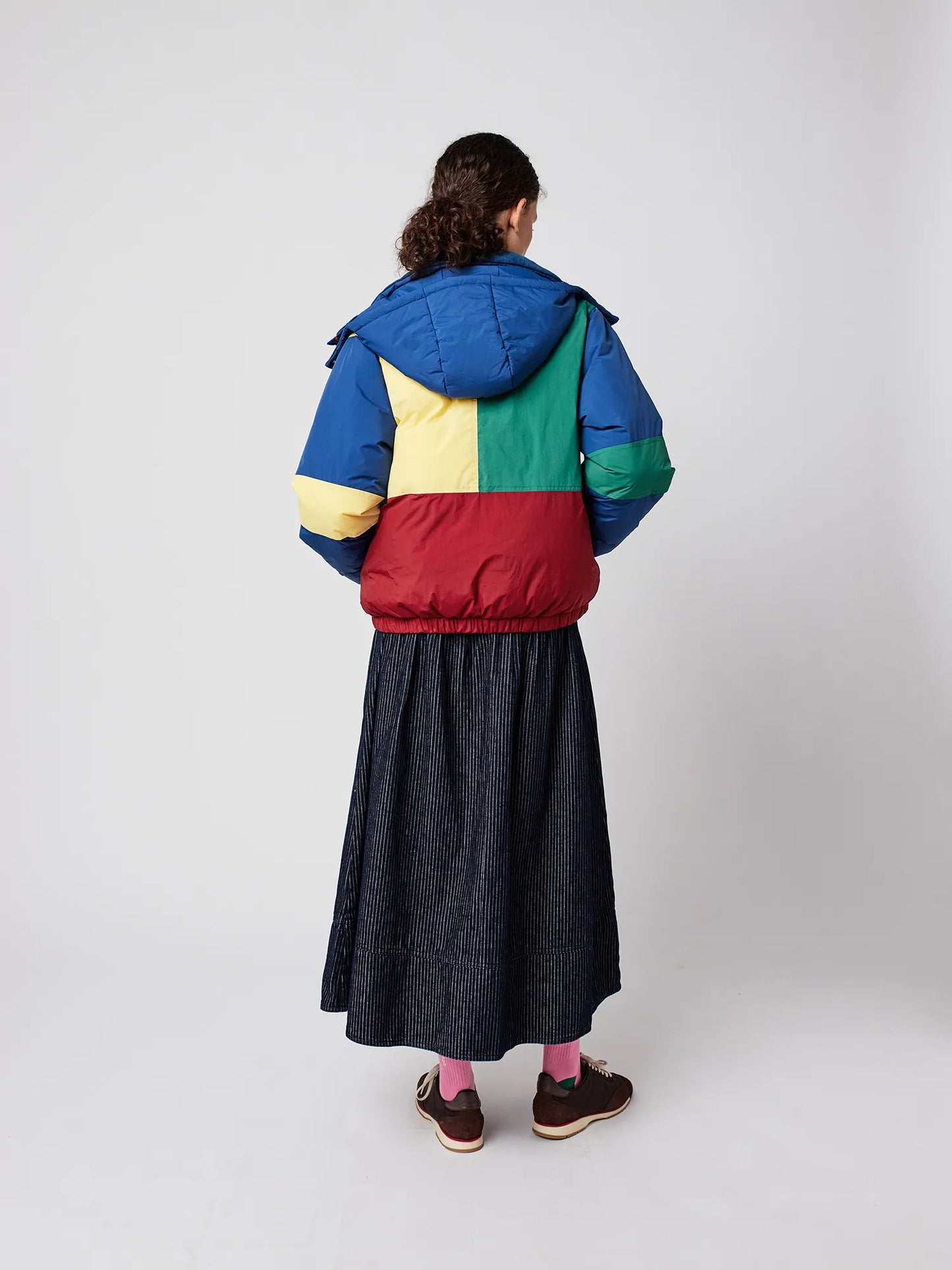 Color block padded puffer