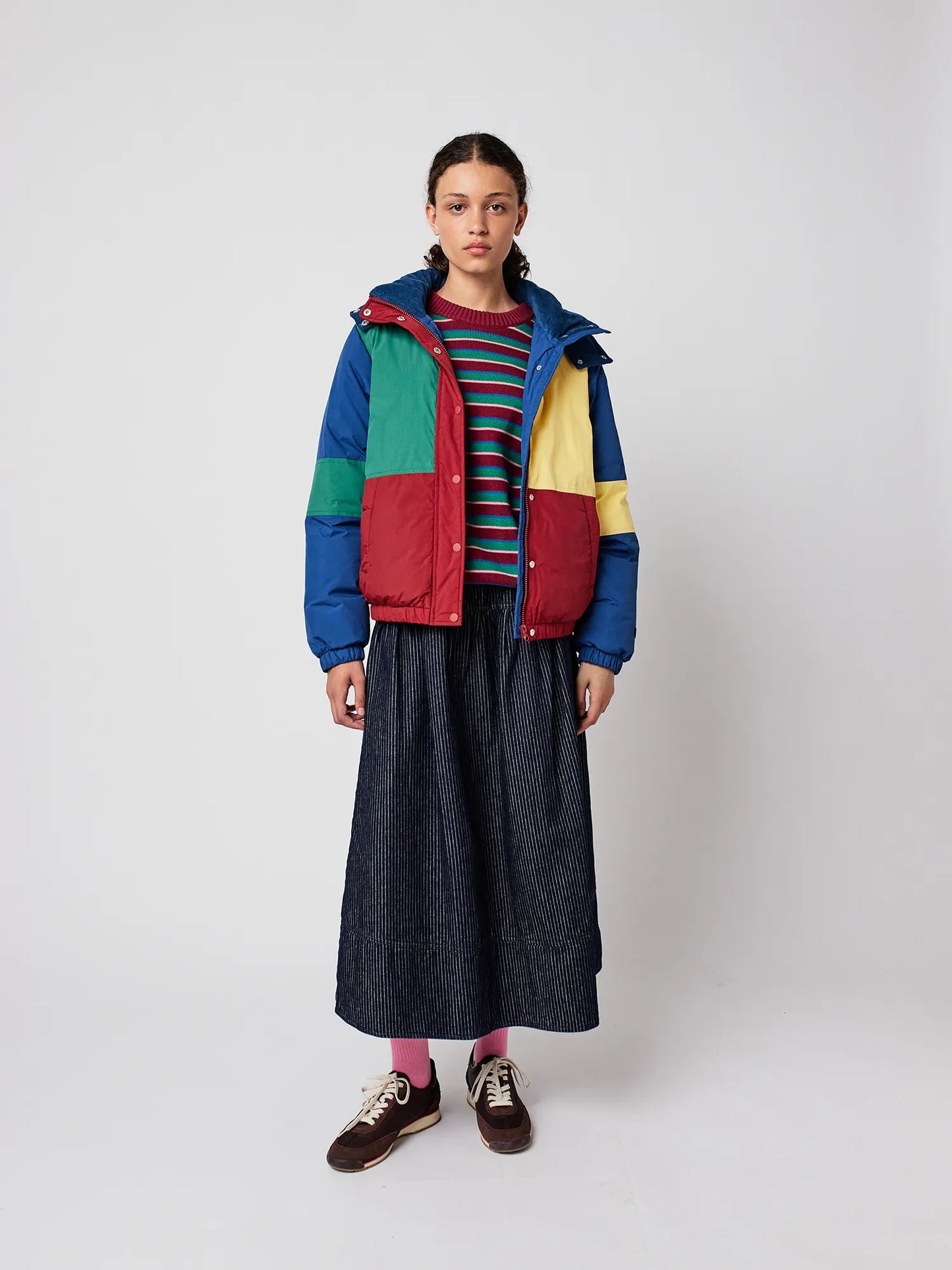 Color block padded puffer
