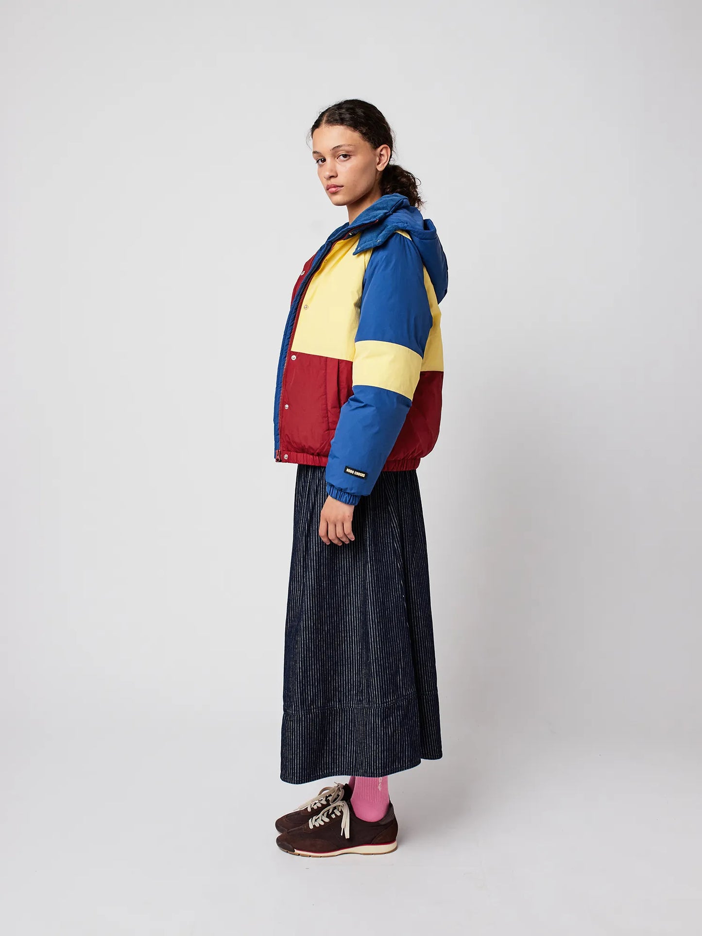 Color block padded puffer