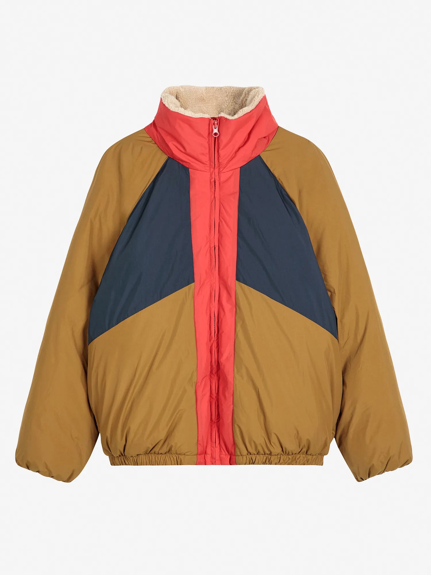 Color block ranglan sleeve padded puffer