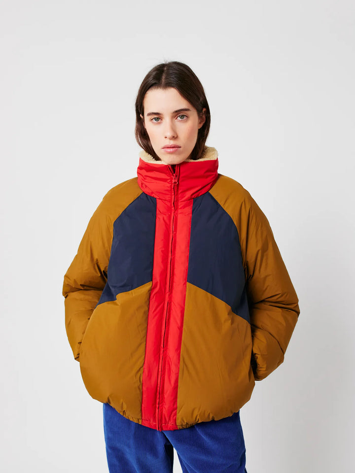 Color block ranglan sleeve padded puffer