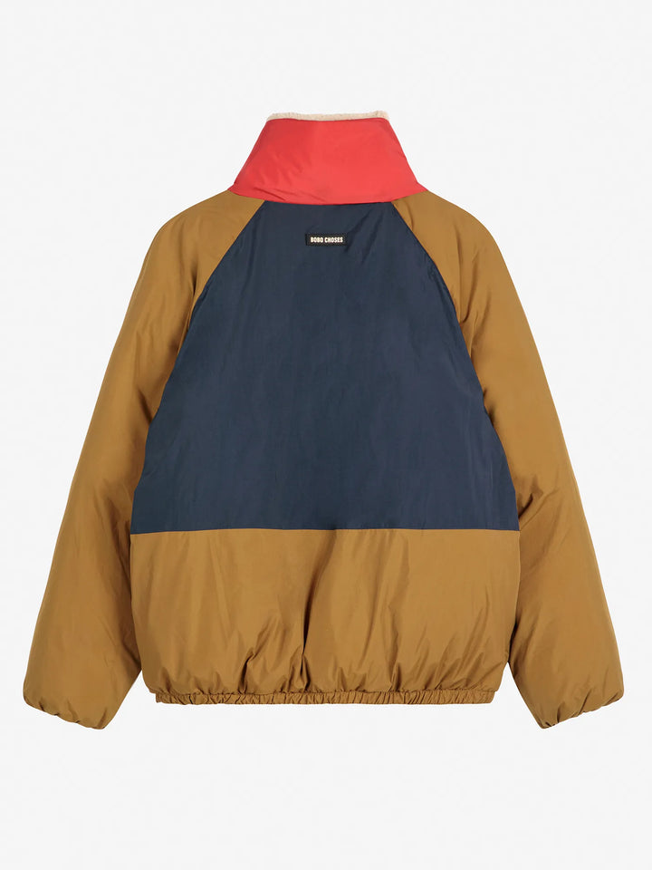 Color block ranglan sleeve padded puffer