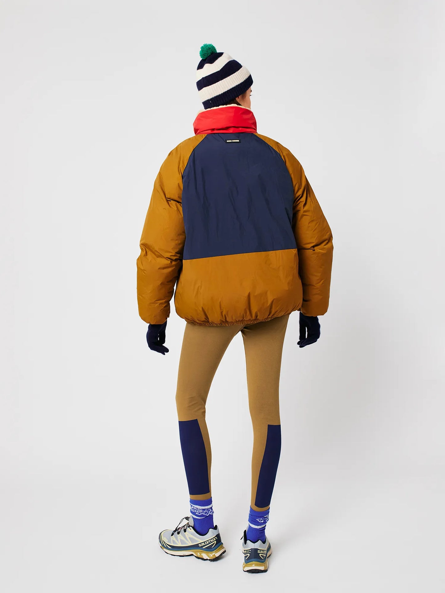 Color block ranglan sleeve padded puffer