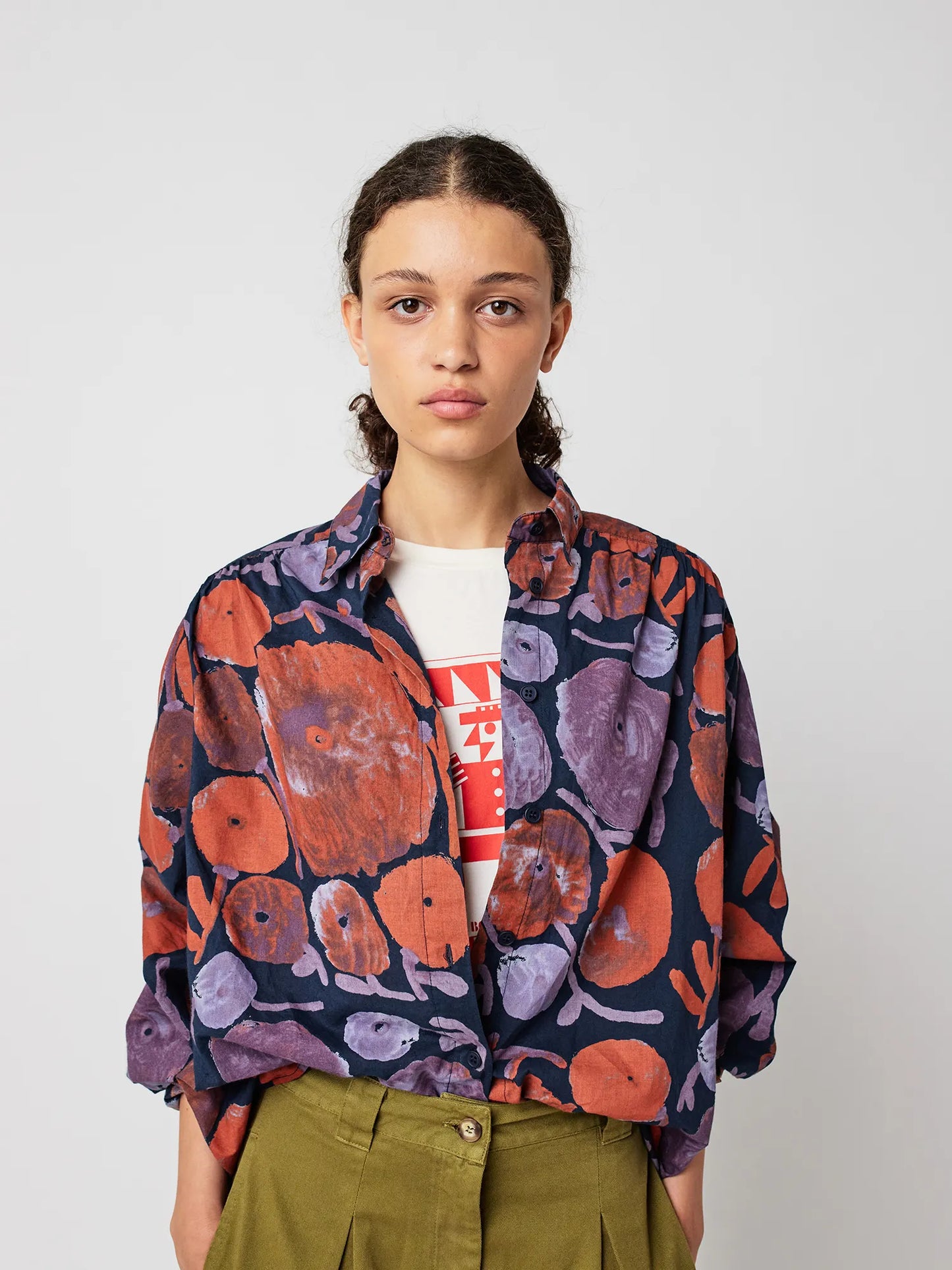 Chemise froncée motif Dahlia