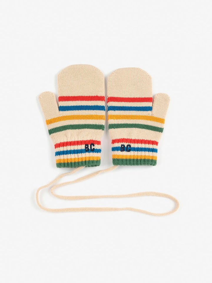 Gestreifte Strickfäustlinge Tic Tac Toe