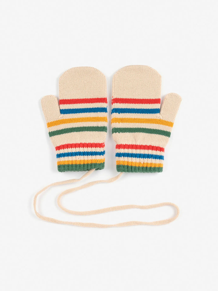 Tic Tac Toe knitted striped mittens