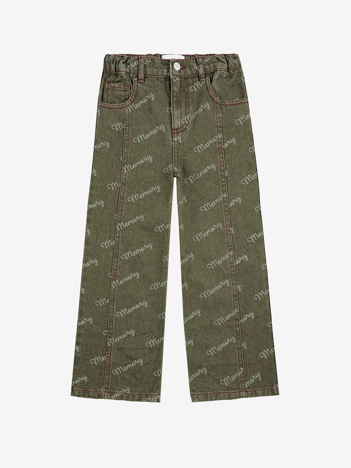 Memory all over denim pants look