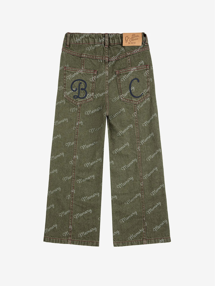 Memory all over denim pants look