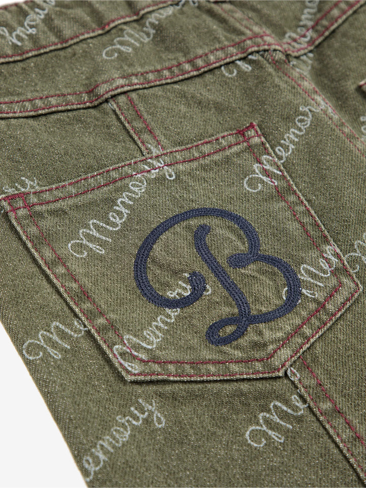 Memory all over denim pants
