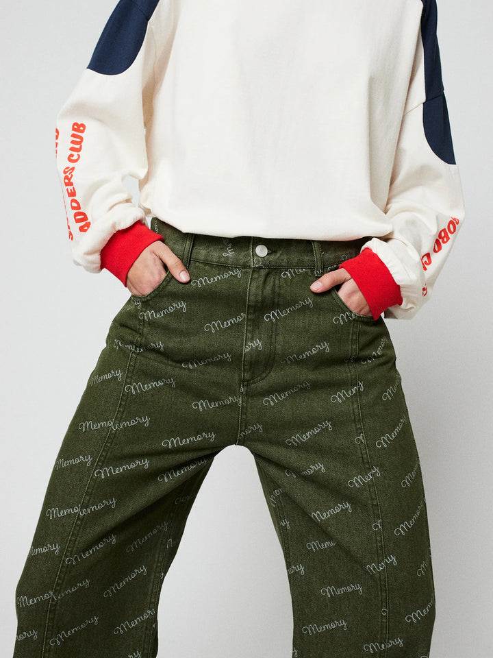 Memory all over denim pants