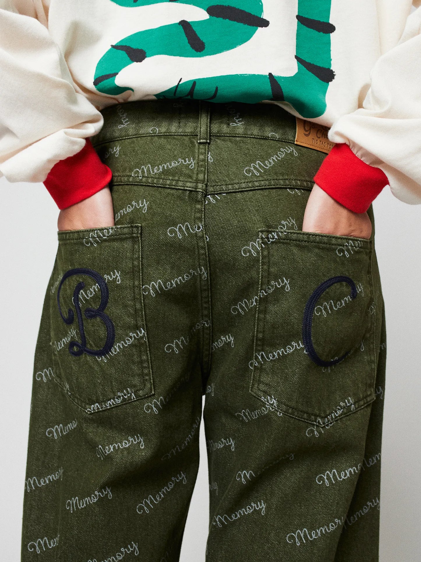 Memory all over denim pants