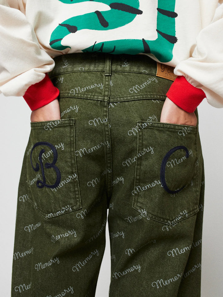 Memory all over denim pants