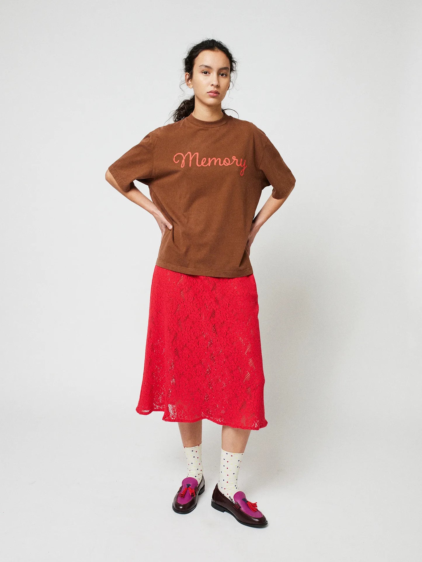 Lace midi skirt