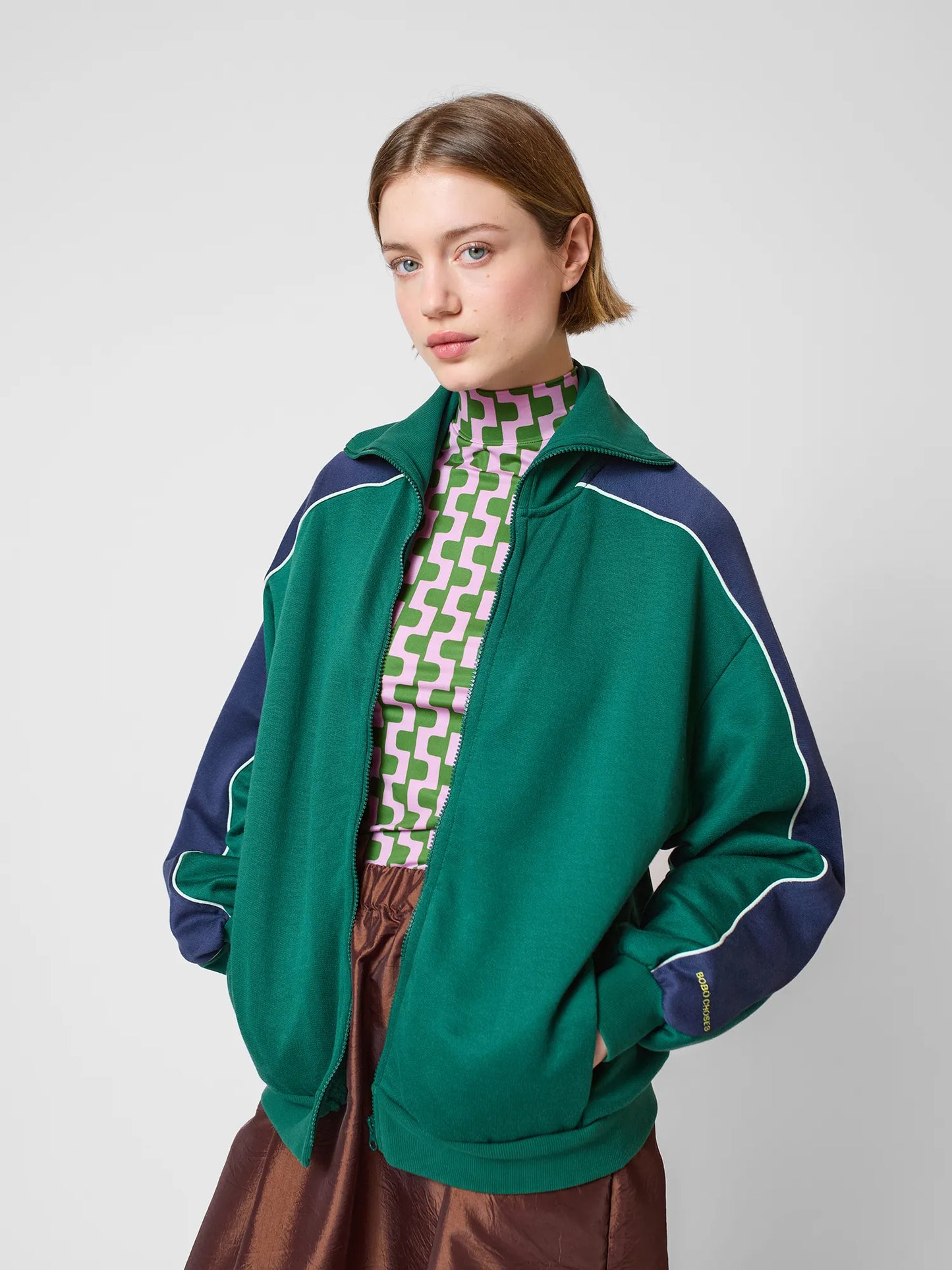 Striped zipped sweatshirt