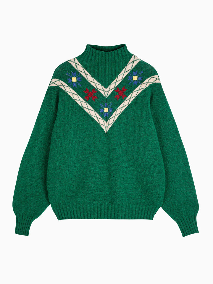 Floral turtleneck jumper