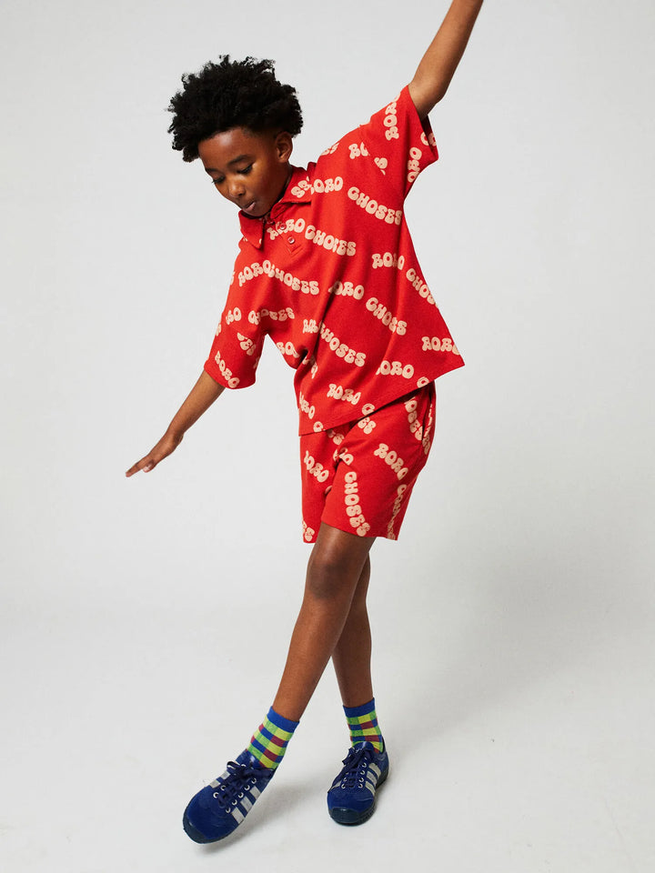 Wavy Bobo Choses all over waffle polo shirt
