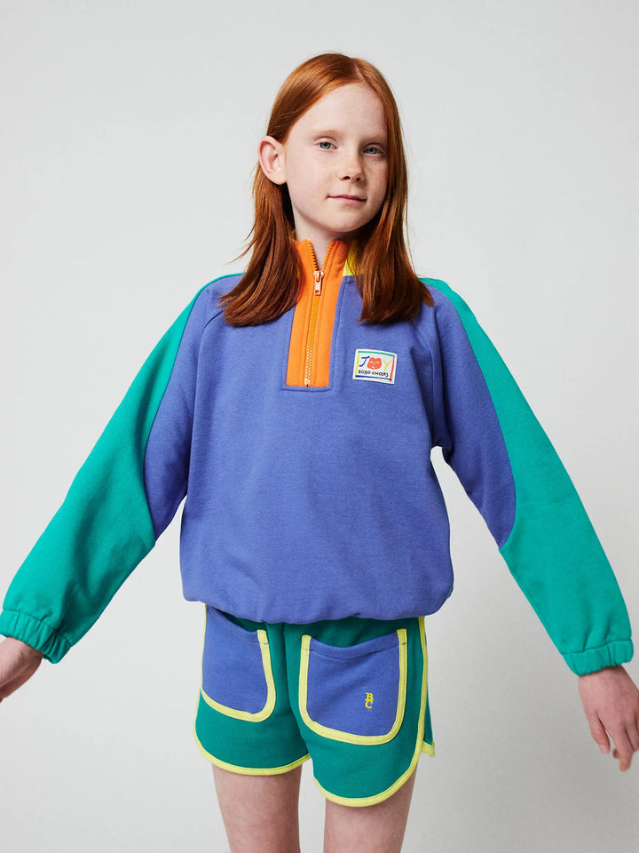 Smiling color block 1/4 zipped sweatshirt