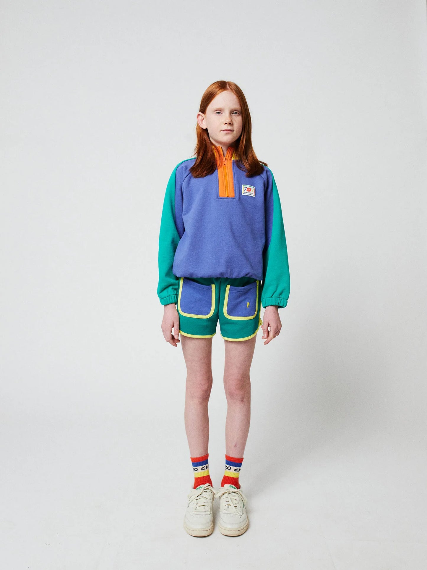 Smiling color block 1/4 zipped sweatshirt