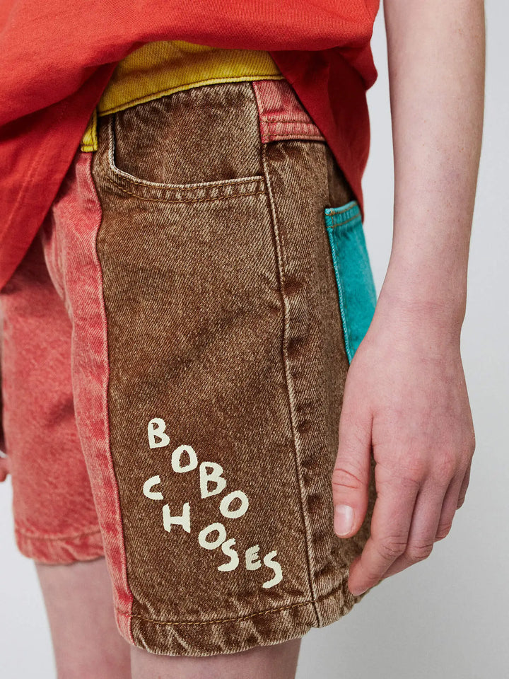 Color Block denim short