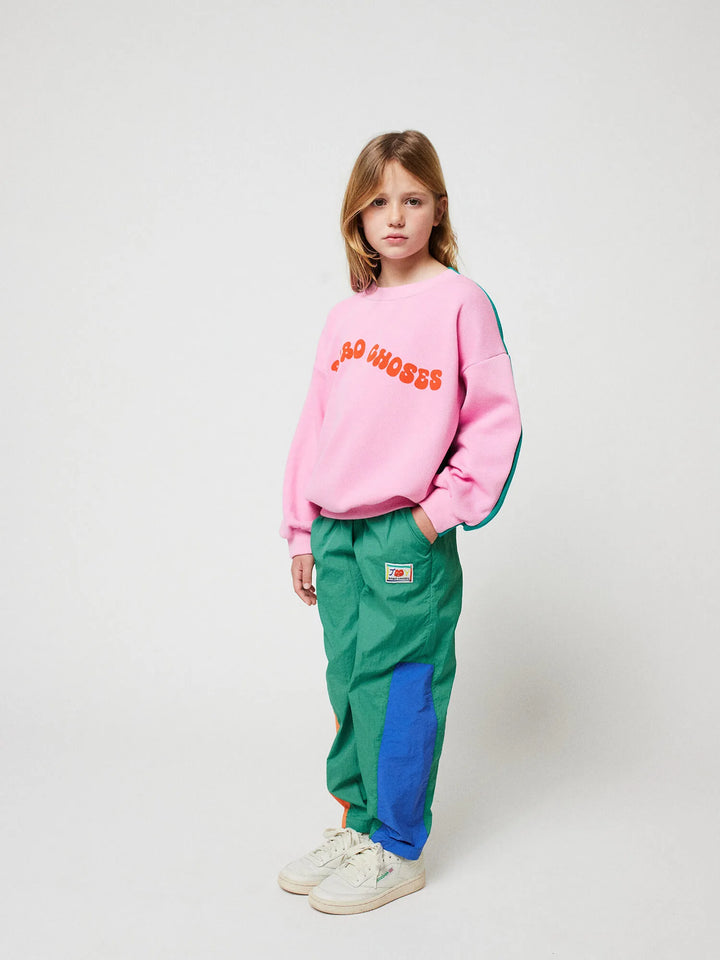 Smiling color block tracksuit pants