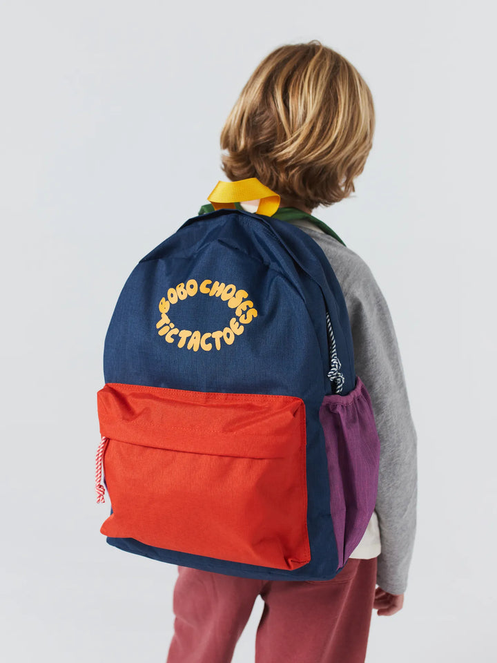 Tic Tac Toe color block school bag