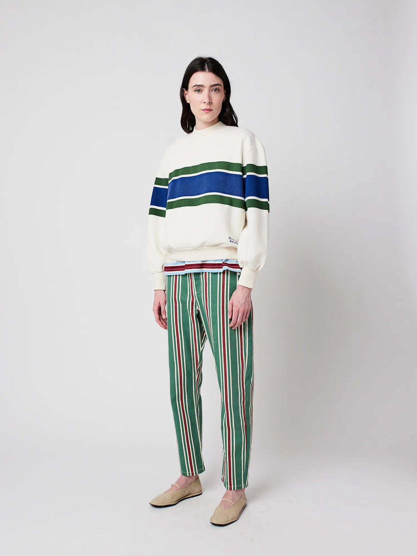 Stripes high waist jeans