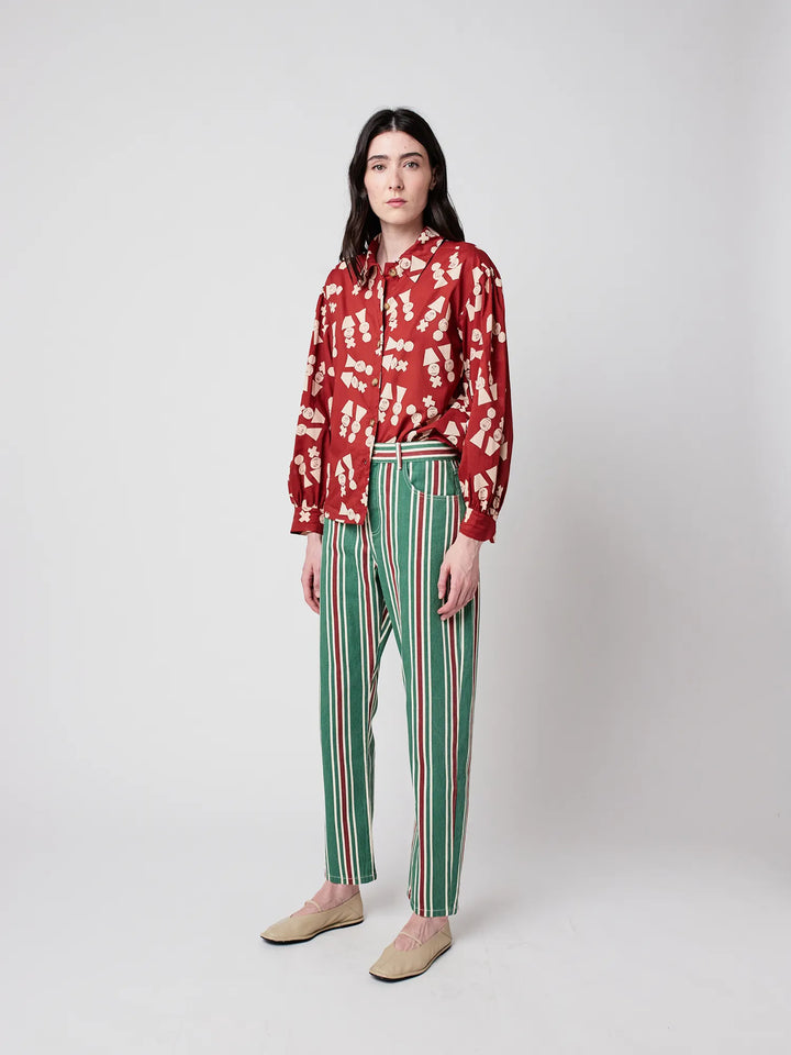 Stripes high waist jeans