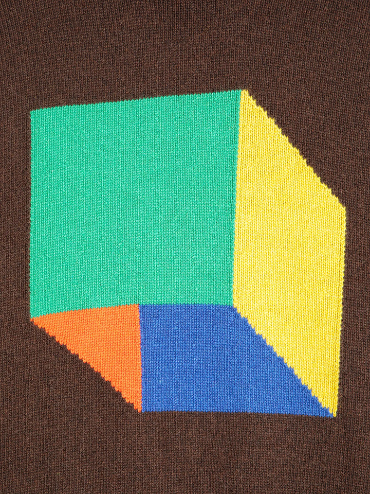 Color cube turtle neck jumper