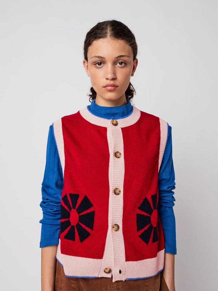 Flower knitted vest