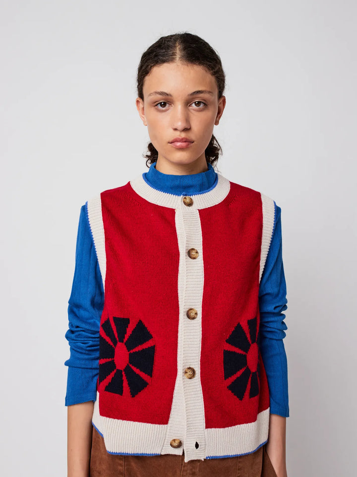 Flower knitted vest