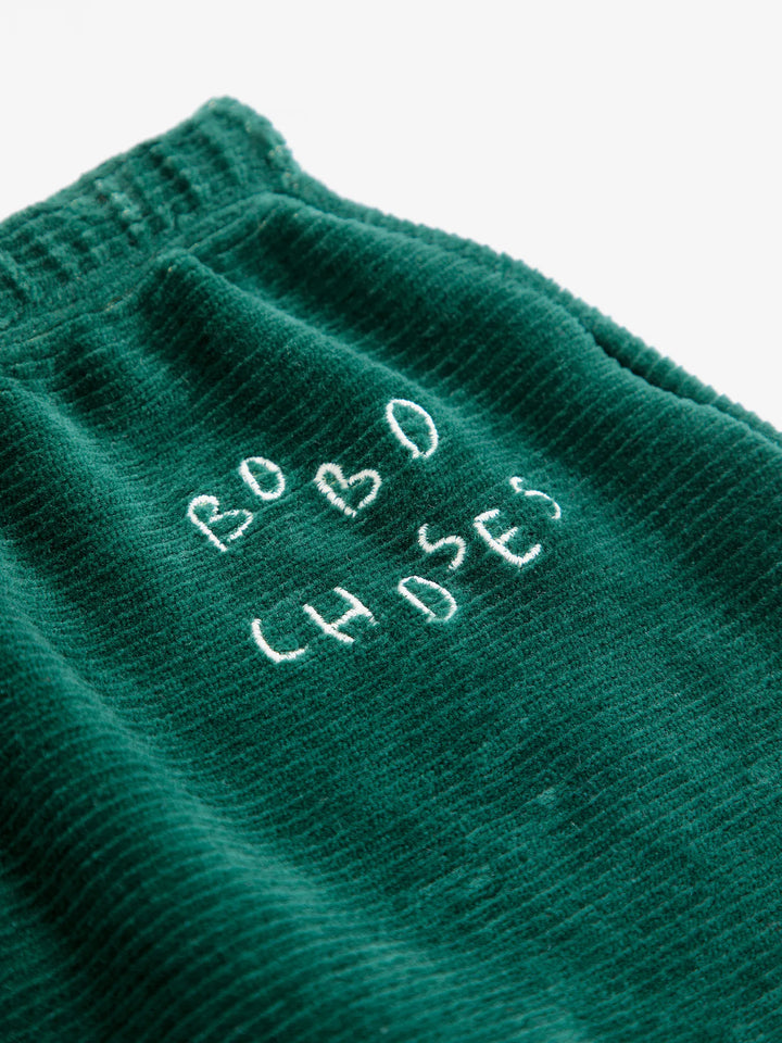 Leggings de terciopelo verde con pies Bobo Chose