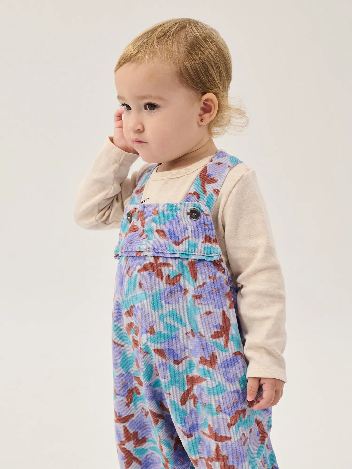 Watercolor all over corduroy overall
