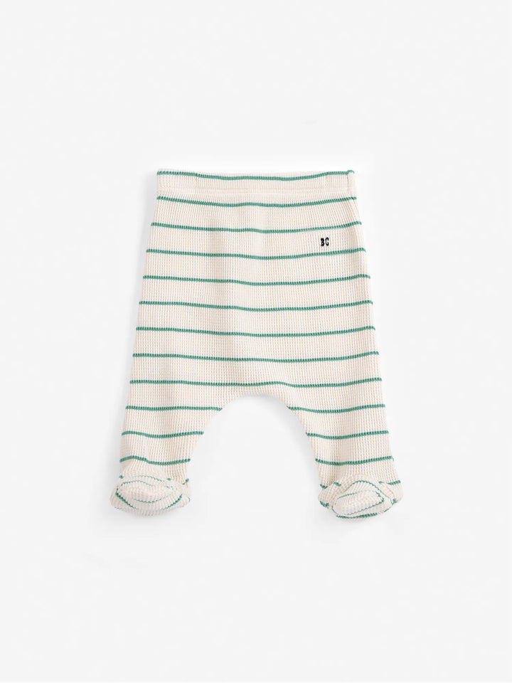 Leggings verdes de rayas con pies Bobo Choses