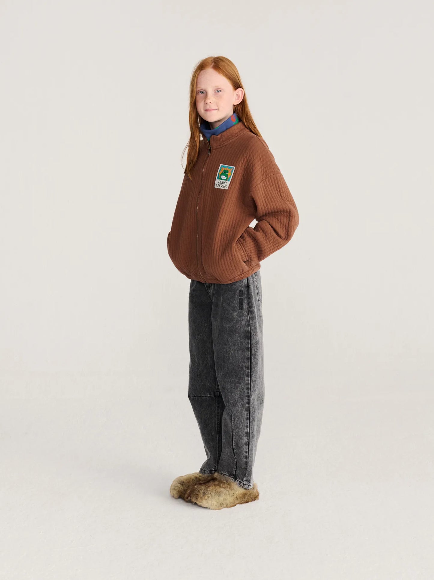 Beast Tag zipped quilted sweatshirt