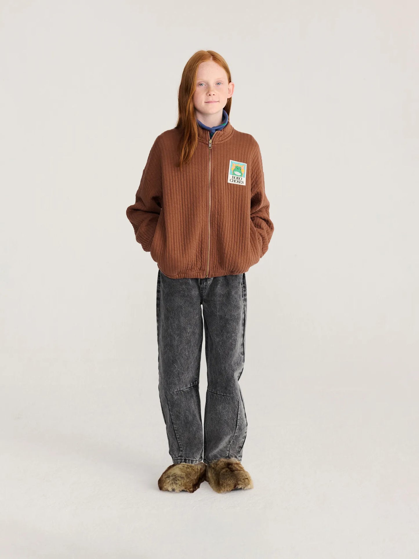Beast Tag zipped quilted sweatshirt
