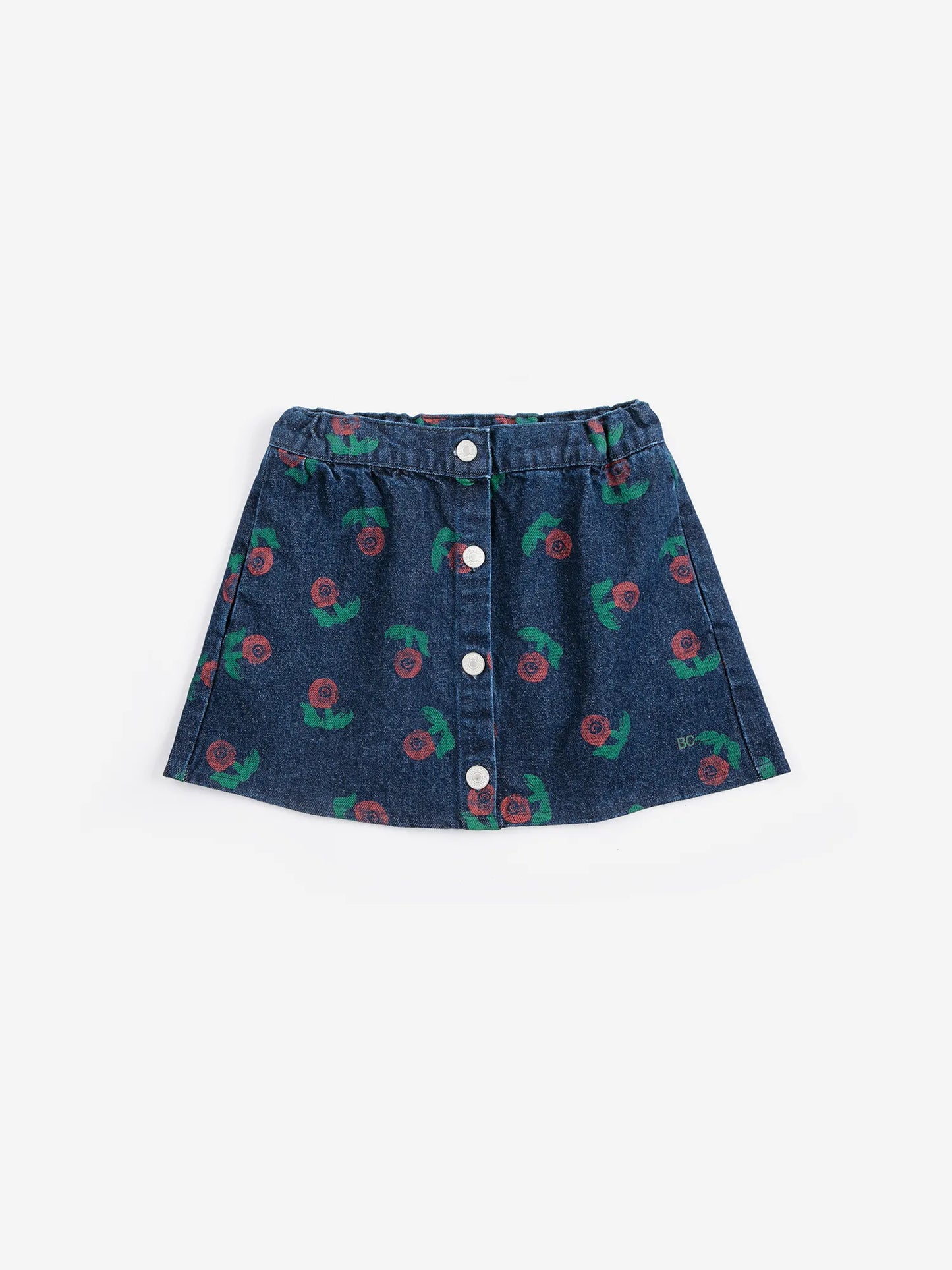 Stamp Bloom all over denim skirt