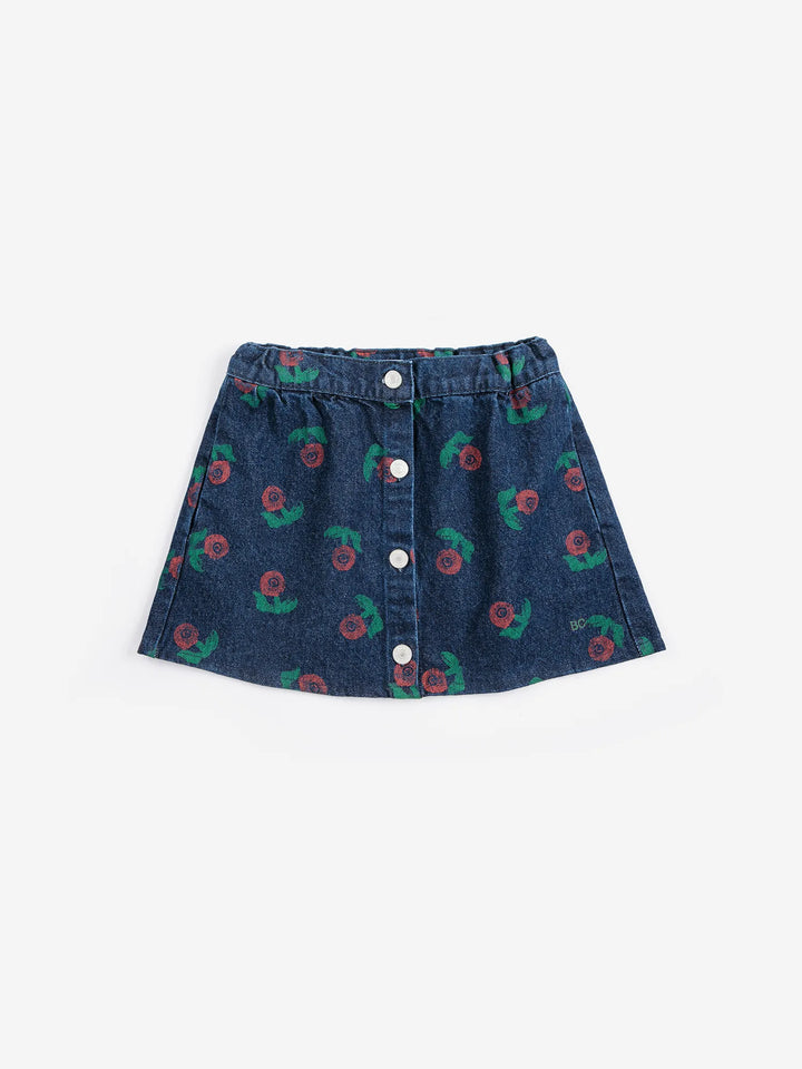 Stamp Bloom 전체 무늬 데님 스커트