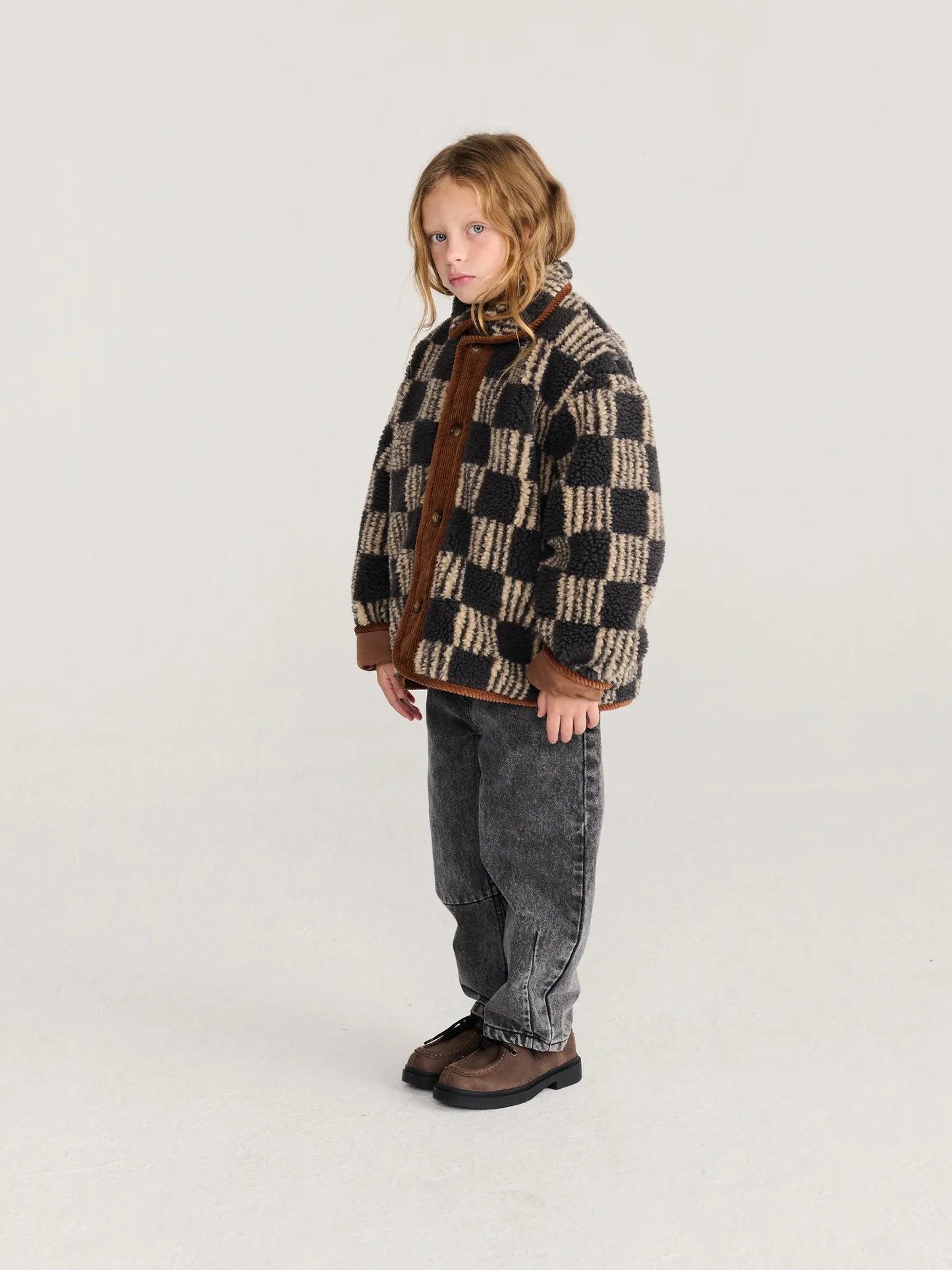 Kinder-Lammfelljacke Almost Moiré Allover