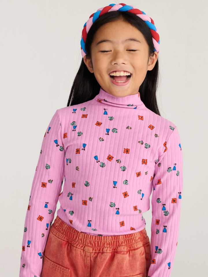 Blossom 전체 무늬 터틀 넥 티셔츠