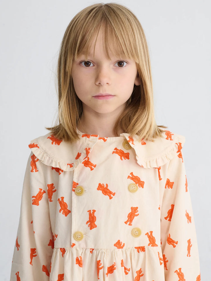 Vestido de pana con estampado integral Softpaw Monster